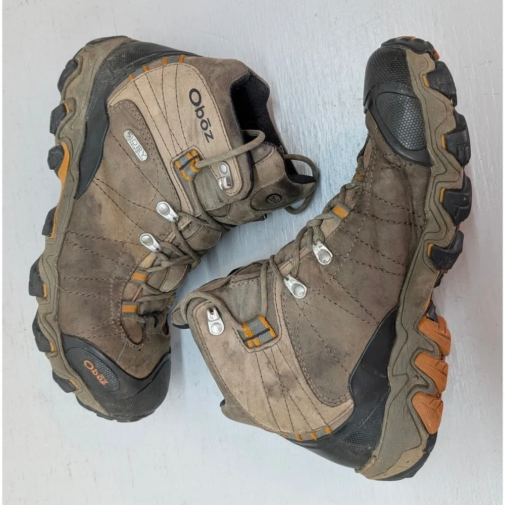 Oboz Bridger Mid B-DRY Hiking Boots Men's‎ 10 Brown Black Leather Waterproof